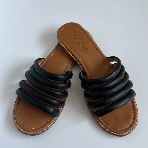 MADEWELL Addie slide sandal black leather size 6 - Picture 1 of 10
